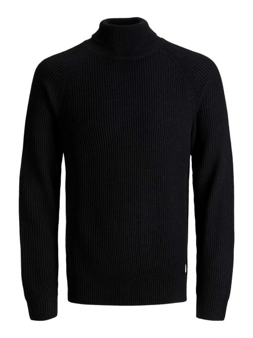 JJPANNEL KNIT ROLL NECK PRE Black