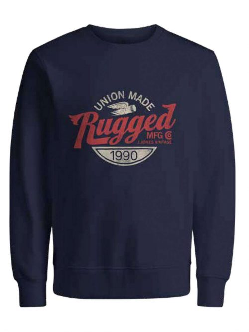 JPRBLUVINTAGE PRINT SWEAT CREW NECK FST Navy Blazer