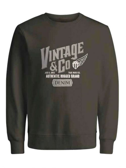 JPRBLUVINTAGE PRINT SWEAT CREW NECK FST Olive Night