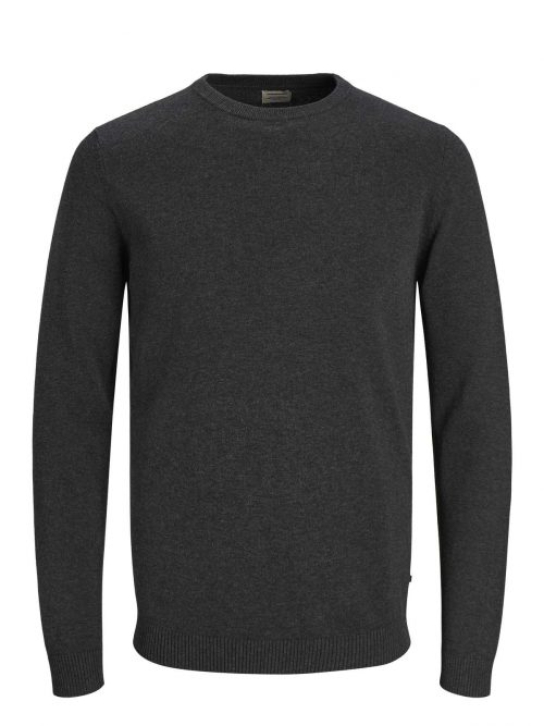 JJEBASIC KNIT CREW NECK NOOS Dark Grey Melange