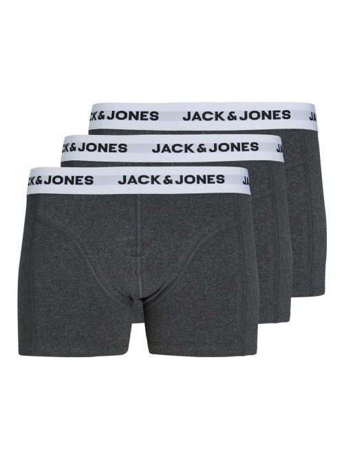 JACBASIC WHITE WB TRUNKS 3 PACK Dark Grey Melange