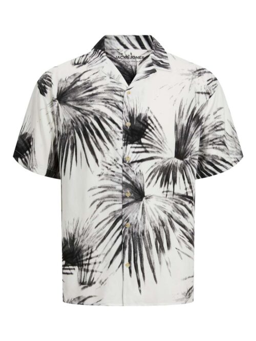 JORFLOW RESORT AOP SHIRT SS BLK LN Cloud Dancer
