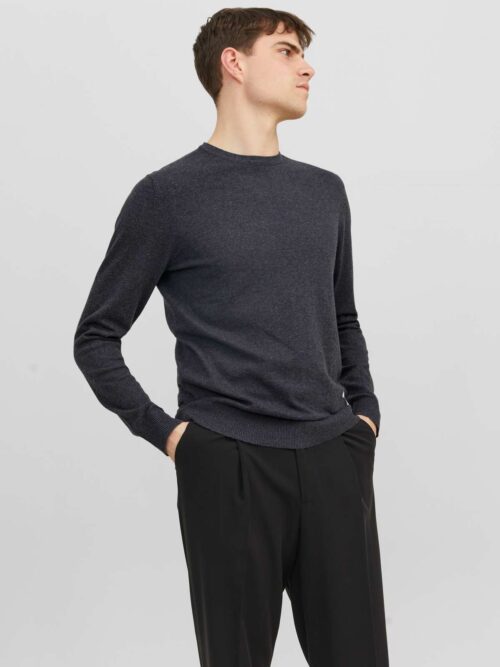 JJEEMIL KNIT CREW NECK NOOS Dark Grey Melange
