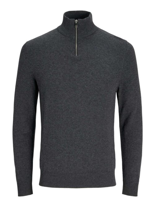 JJEEMIL KNIT HALF ZIP NOOS Dark Grey Melange