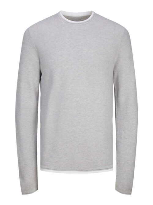 JJTWINN KNIT CREW NECK Light Grey Melange