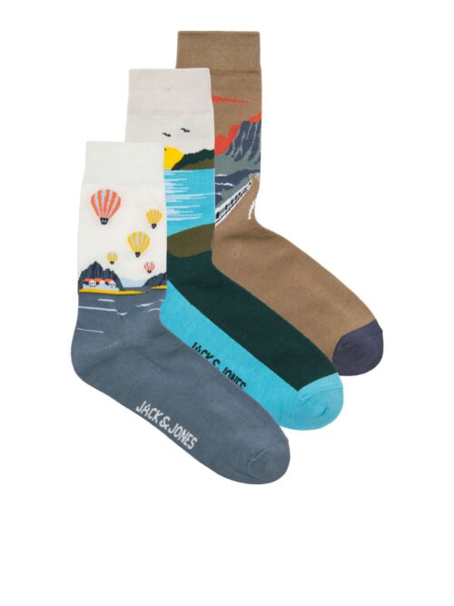 JACAIRBALLOON LANDSCAPE SOCKS 3 PACK Mocha Meringue