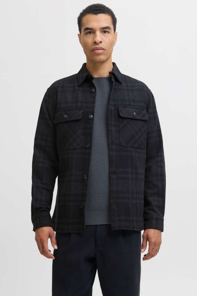 JPRRAYLE MELANGE CHECK L/S OVERSHIRT SN