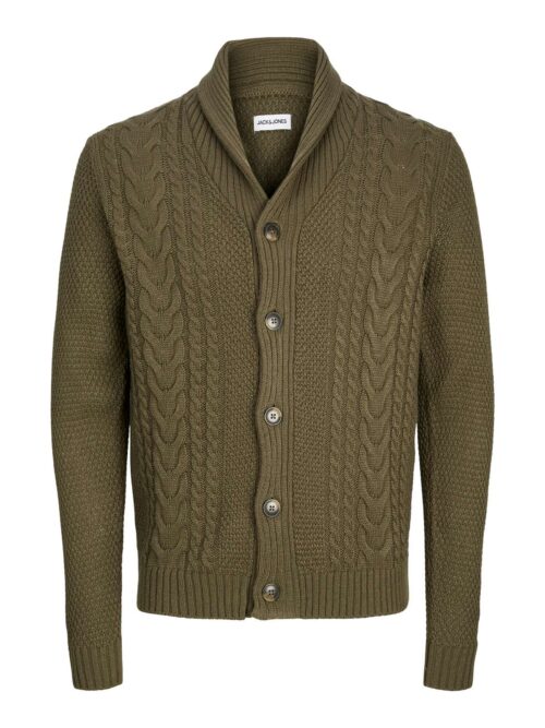 JJCRAIG KNIT SHAWL NECK AW24 Canteen