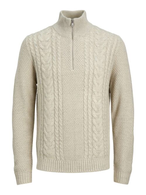 JJCRAIG KNIT HALF ZIP White Melange