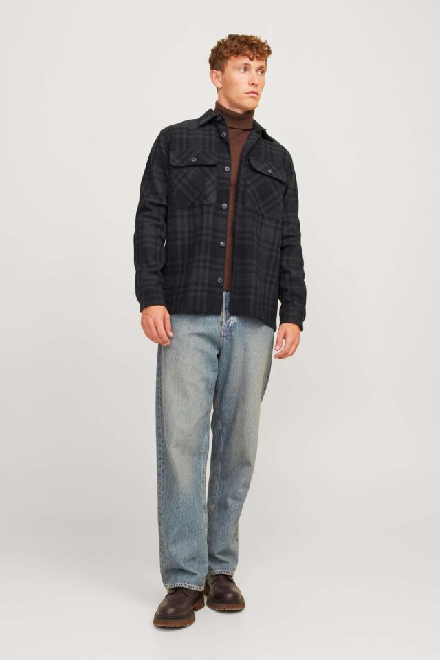 JPRRAYMOND MELANGE CHECK LS OVERSHIRT SN