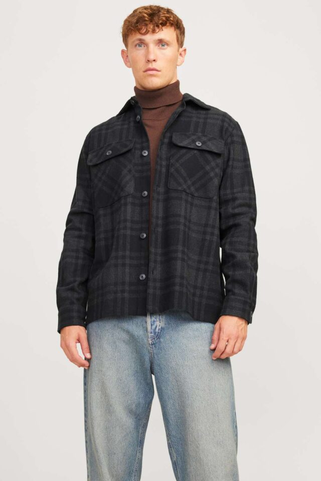 JPRRAYMOND MELANGE CHECK LS OVERSHIRT SN