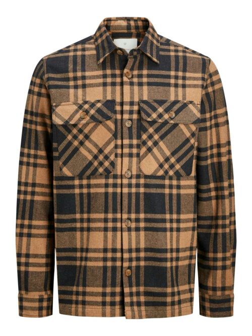 JPRRAYMOND MELANGE CHECK LS OVERSHIRT SN Brown Sugar