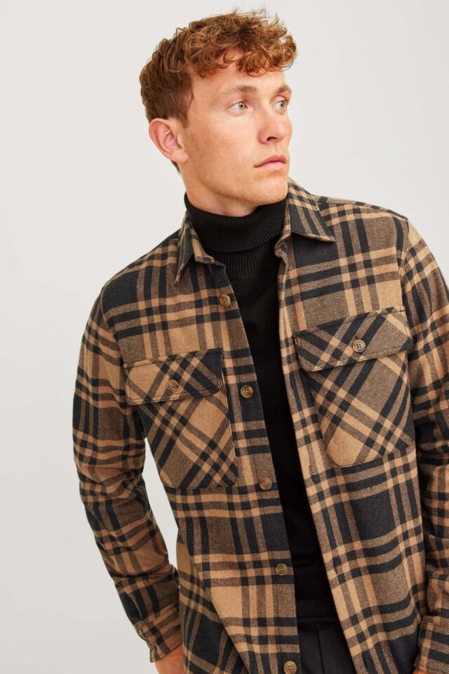 JPRRAYMOND MELANGE CHECK LS OVERSHIRT SN