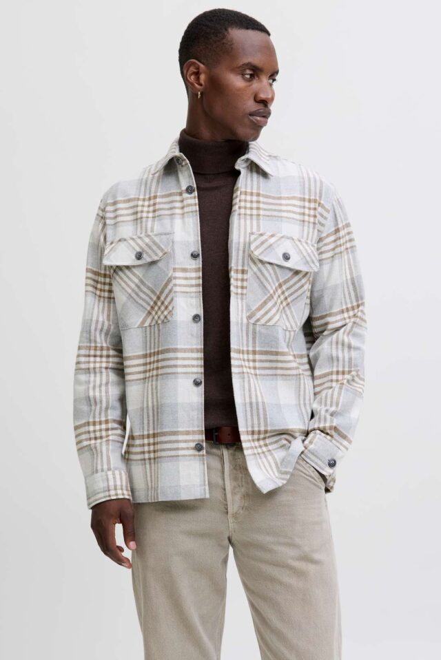 JPRRAYLE MELANGE CHECK L/S OVERSHIRT SN