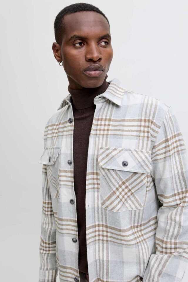 JPRRAYLE MELANGE CHECK L/S OVERSHIRT SN