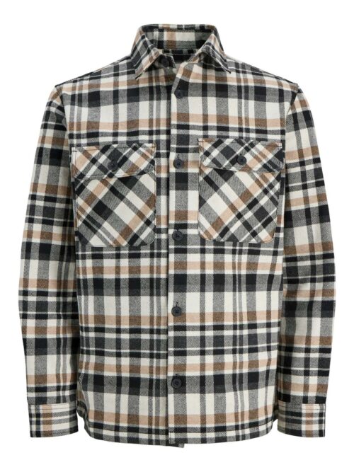 JPRRAYLE MELANGE CHECK L/S OVERSHIRT SN White