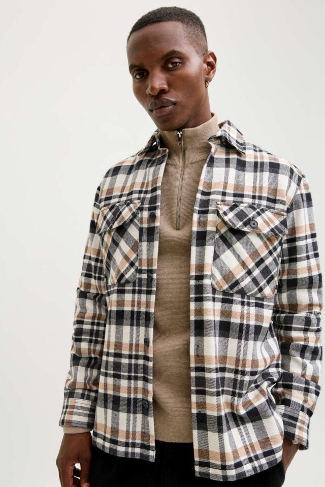 JPRRAYLE MELANGE CHECK L/S OVERSHIRT SN