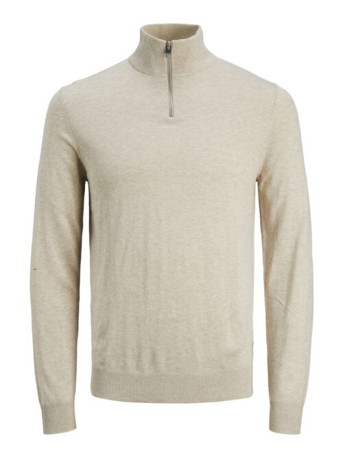JJEEMIL KNIT HALF ZIP NOOS Oatmeal