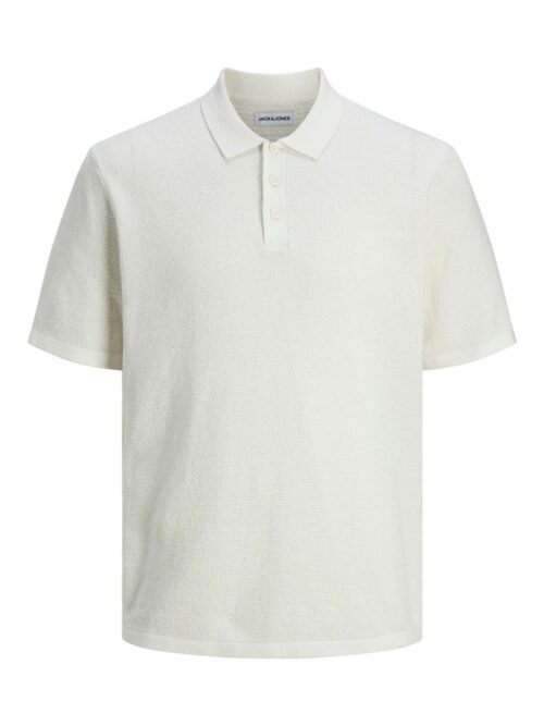 JJEGEORGE KNIT POLO SS SN Cloud Dancer