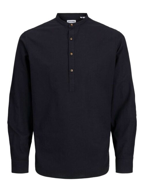 JJESUMMER HALF PLACKET SHIRT LS SN Black