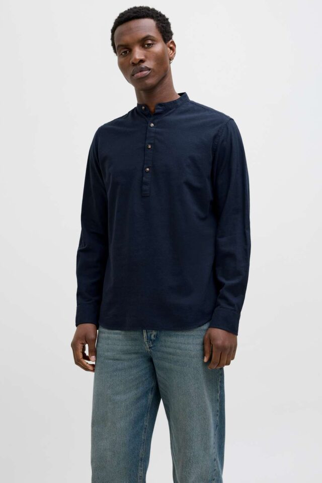 JJESUMMER HALF PLACKET SHIRT LS SN