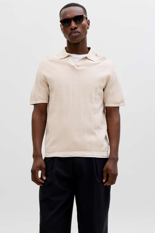 JJEBRADLEY KNIT SPLIT NECK SS SN