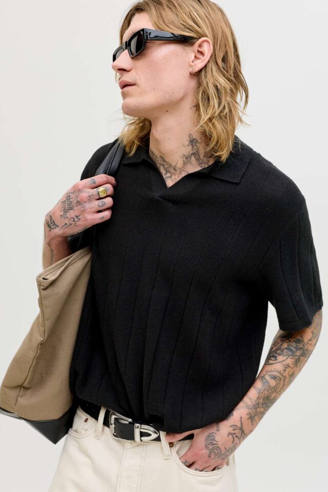 JJEBRADLEY KNIT SPLIT NECK SS SN