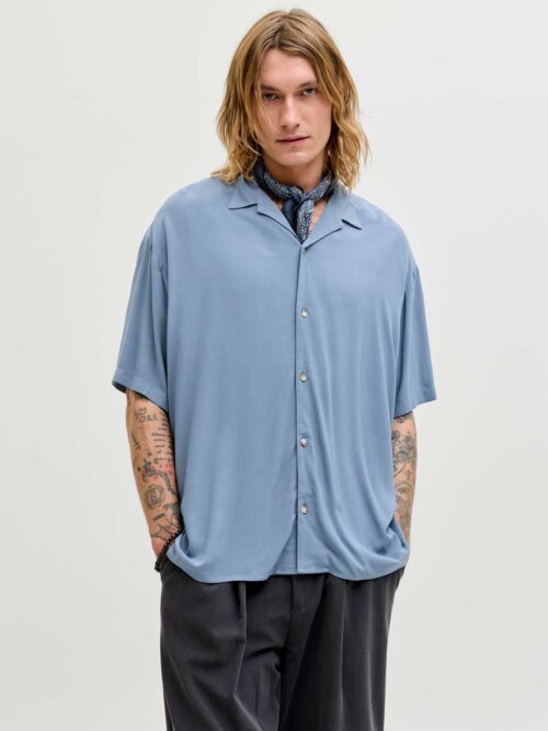 JJEJEFF RESORT SOLID SHIRT SS SN Blue Mirage