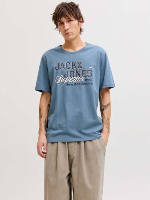 JJELOGO TEE SS O-NECK 2 COL SS26 SN Blue Mirage