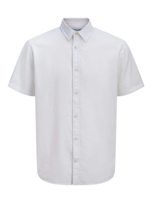 JJESUMMER LINEN BLEND SHIRT S/S SN White