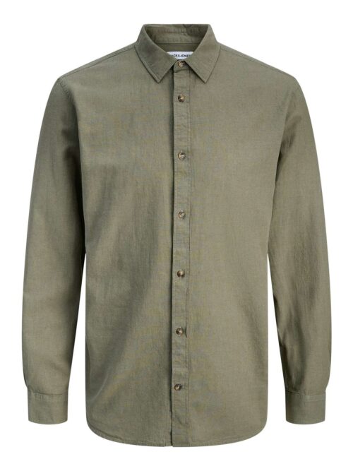 JJESUMMER LINEN BLEND SHIRT L/S SN Dusty Olive