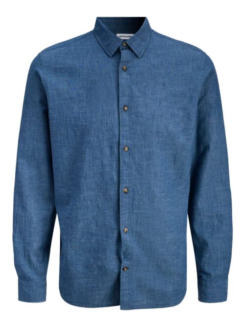 JJESUMMER LINEN BLEND SHIRT L/S SN Navy Blazer