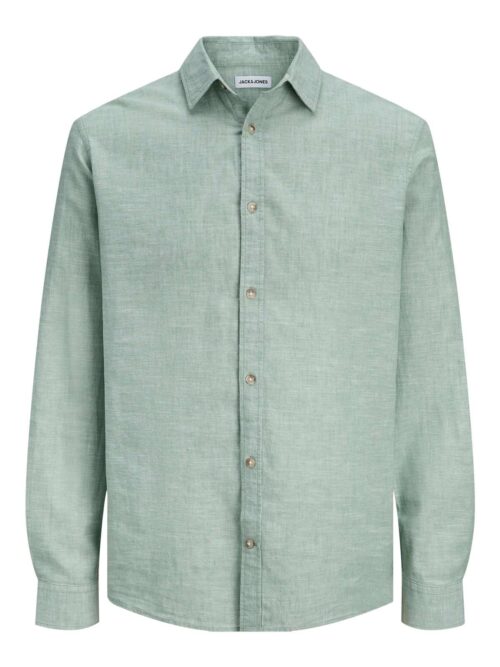 JJESUMMER LINEN BLEND SHIRT L/S SN Granite Green