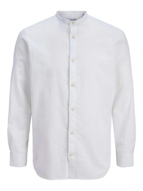 JJESUMMER LINEN BLEND BAND SHIRT L/S SN White