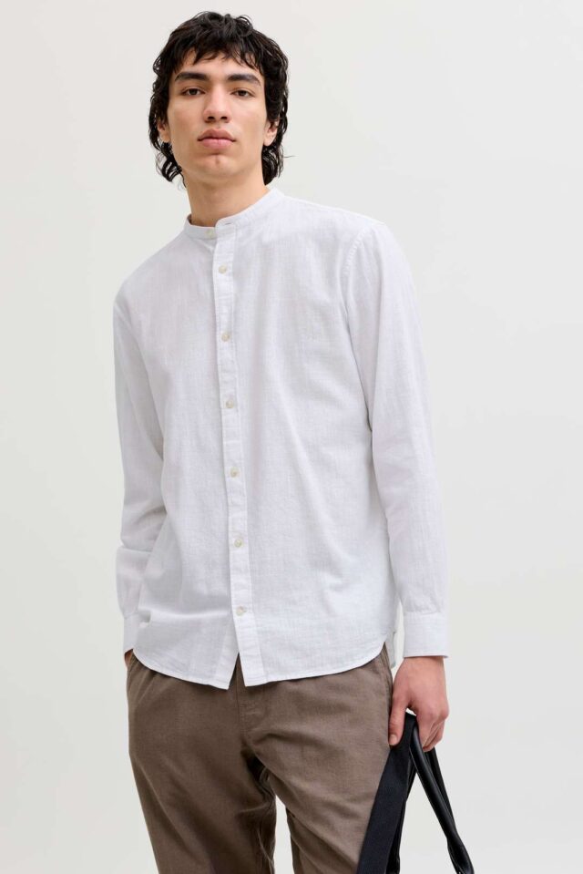 JJESUMMER LINEN BLEND BAND SHIRT L/S SN