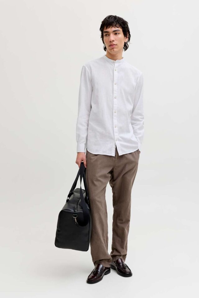 JJESUMMER LINEN BLEND BAND SHIRT L/S SN