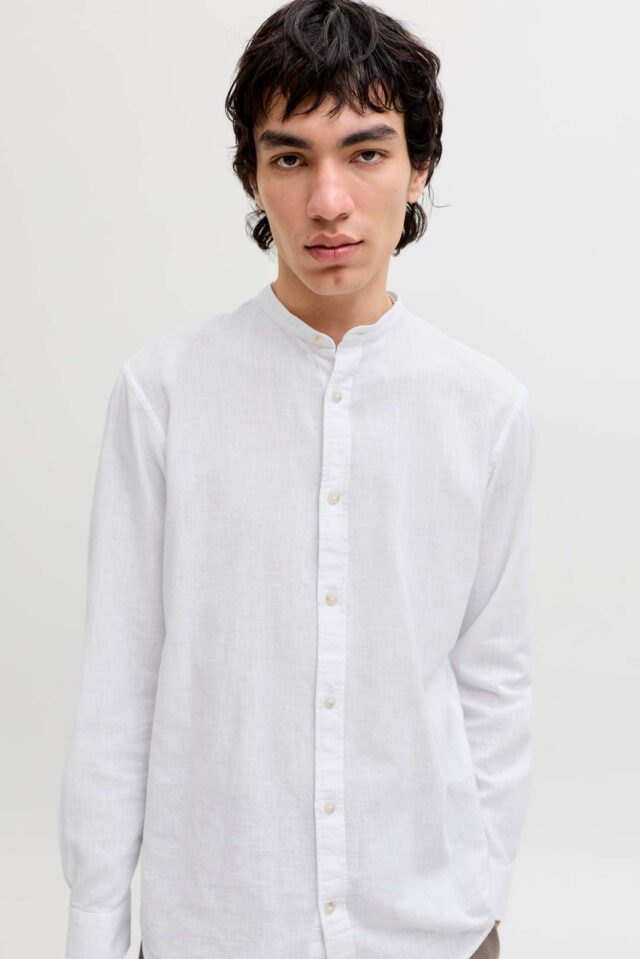 JJESUMMER LINEN BLEND BAND SHIRT L/S SN