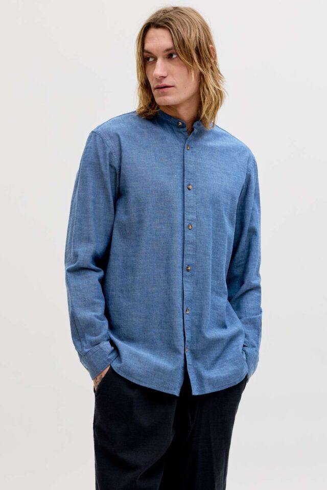 JJESUMMER LINEN BLEND BAND SHIRT L/S SN
