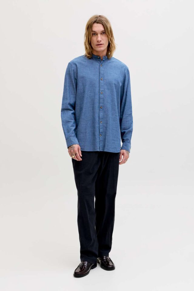 JJESUMMER LINEN BLEND BAND SHIRT L/S SN
