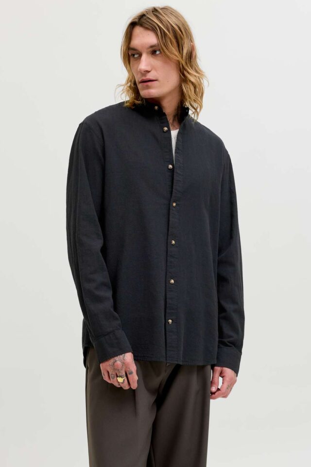 JJESUMMER LINEN BLEND BAND SHIRT L/S SN