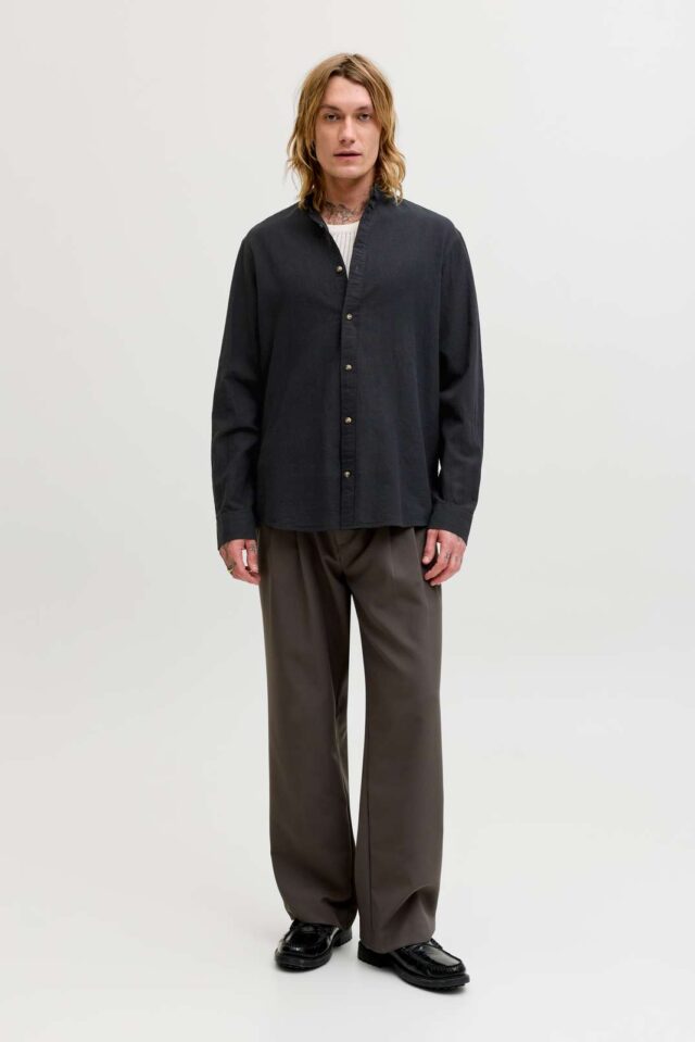 JJESUMMER LINEN BLEND BAND SHIRT L/S SN