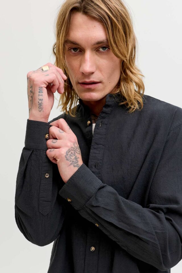 JJESUMMER LINEN BLEND BAND SHIRT L/S SN