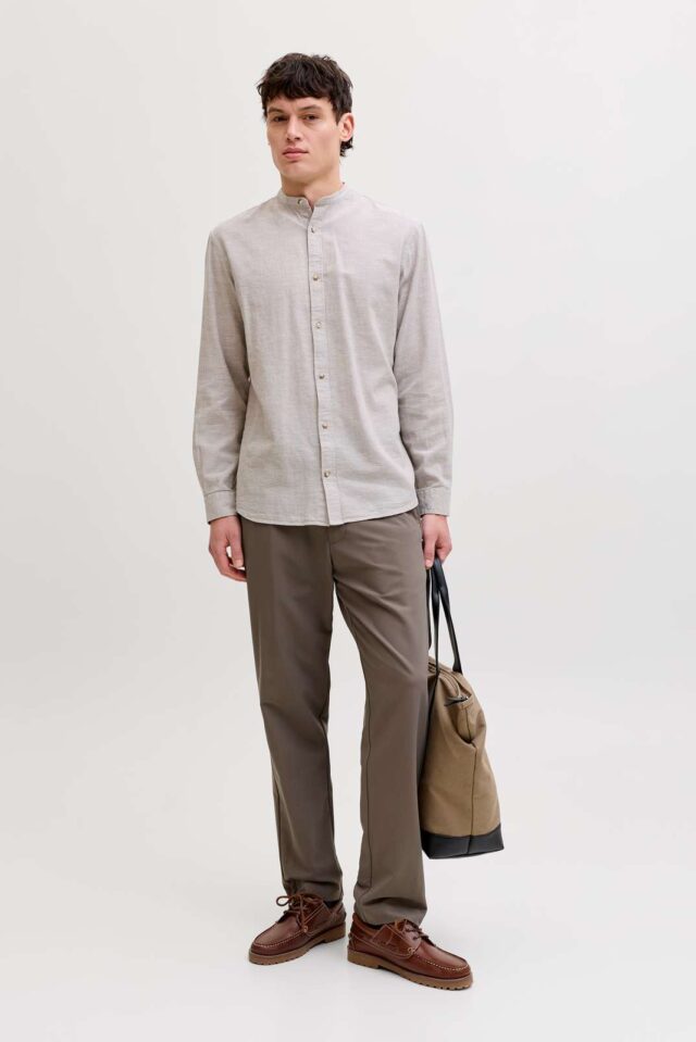 JJESUMMER LINEN BLEND BAND SHIRT L/S SN