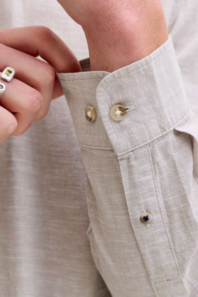 JJESUMMER LINEN BLEND BAND SHIRT L/S SN