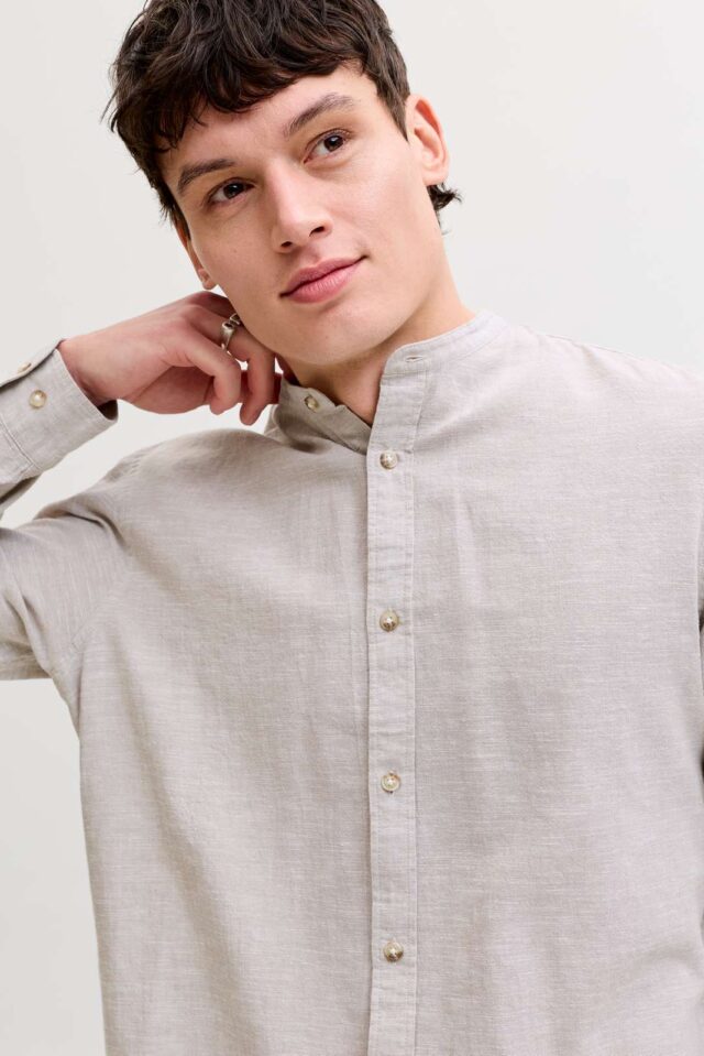 JJESUMMER LINEN BLEND BAND SHIRT L/S SN
