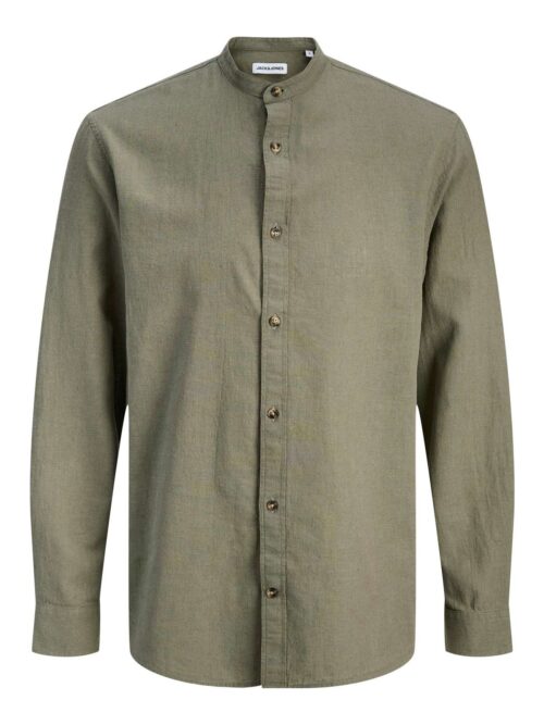 JJESUMMER LINEN BLEND BAND SHIRT L/S SN Dusty Olive