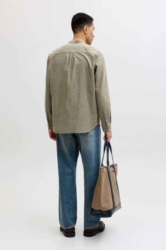 JJESUMMER LINEN BLEND BAND SHIRT L/S SN