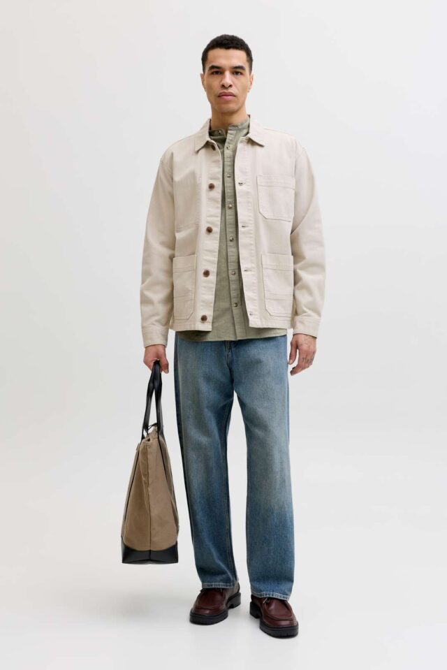 JJESUMMER LINEN BLEND BAND SHIRT L/S SN