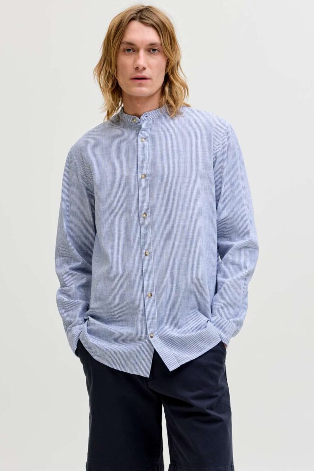 JJESUMMER LINEN BLEND BAND SHIRT L/S SN