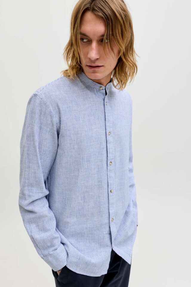 JJESUMMER LINEN BLEND BAND SHIRT L/S SN